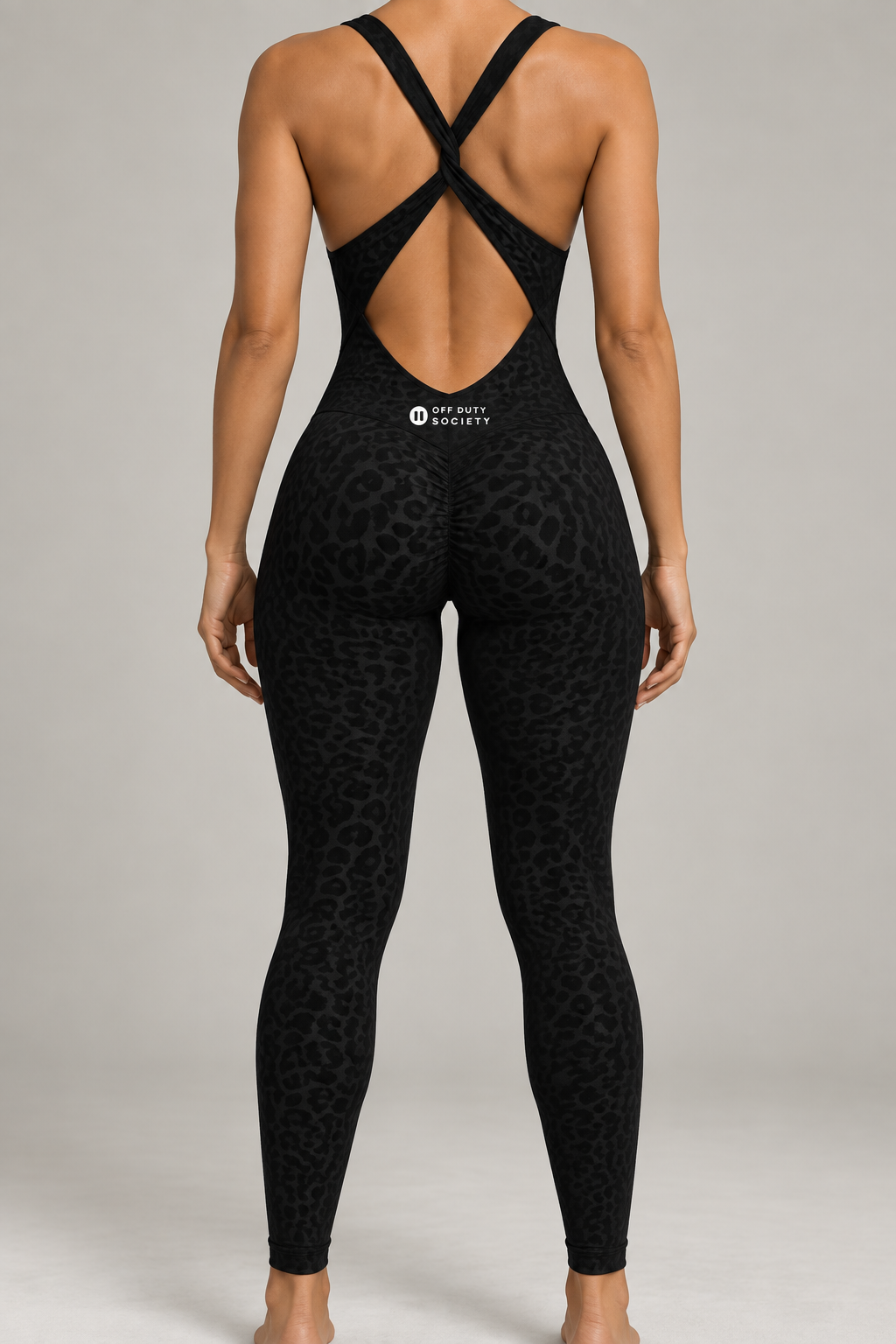 Crossback Sculpt Jumpsuit in Black — branding and color preview
