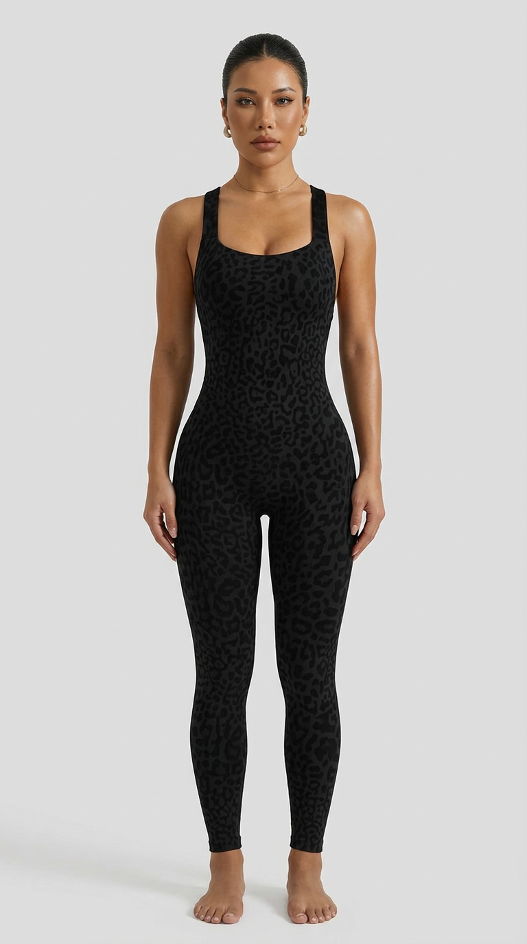 Crossback Sculpt Jumpsuit in Black, front view