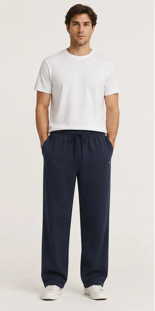 Men's Straight-Leg Pima Sweatpants in Navy Blue — front style preview