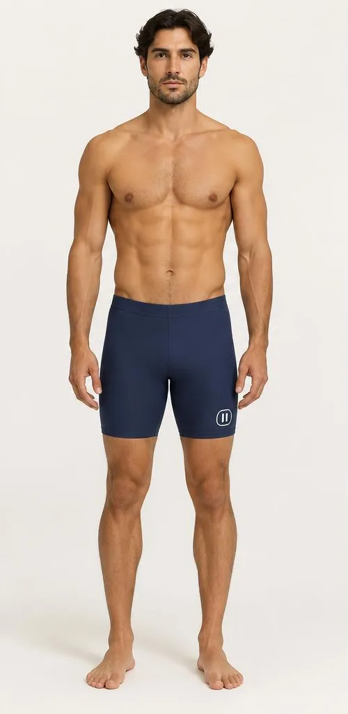 Men's Rash Guard Shorts in Navy Blue — front style preview