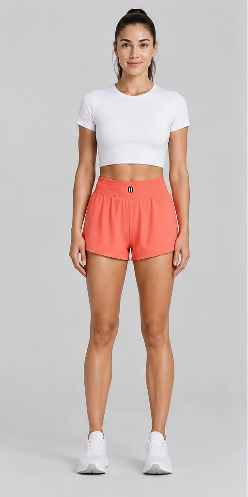 High-Waisted Running Shorts in Coral — front style preview