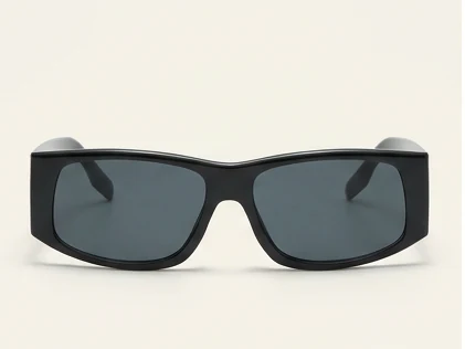 Women's Angular Rectangle Sunglasses in Black / Smoke, front view