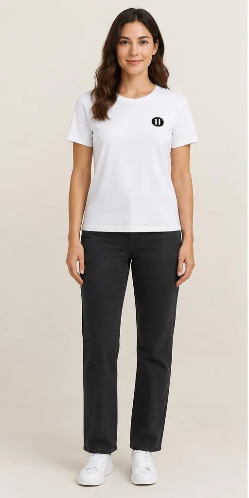 Women's Pima Round-Neck Tee in White — front style preview