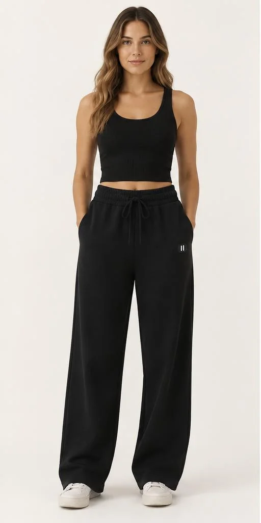 Women's Straight-Leg Pima Sweatpants in Black — front style preview