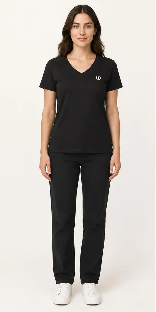 Women's Pima V-Neck Tee in Black — front style preview