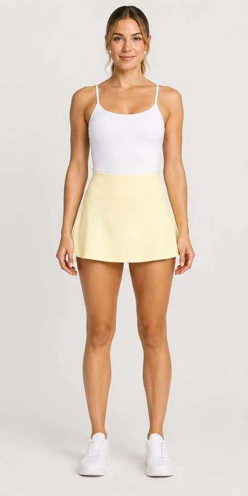 Workout Skirt in Pale Yellow — branding and color preview